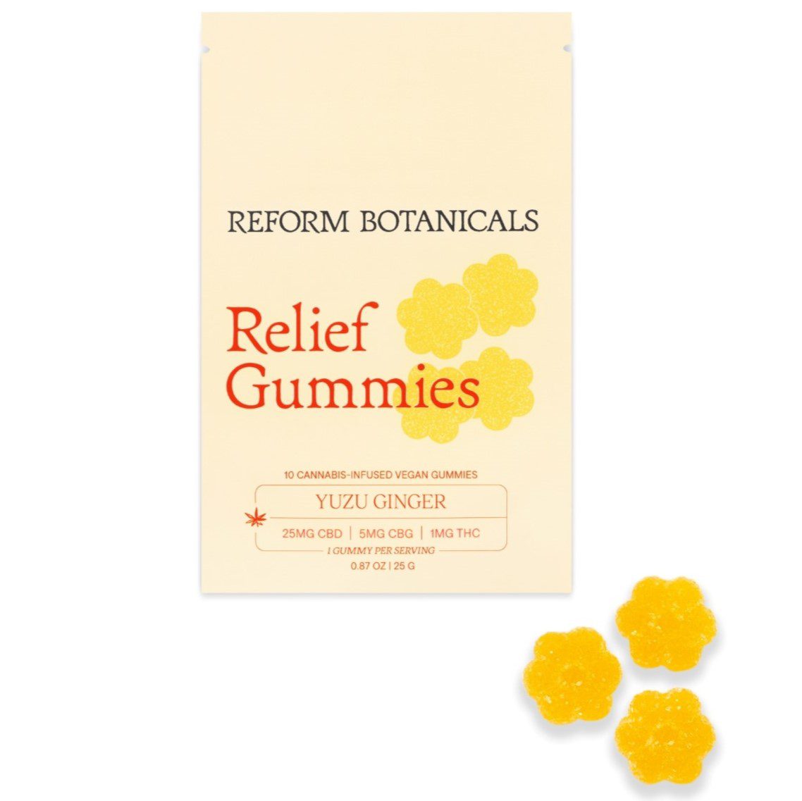 Reform Botanicals | Relief Full Spectrum CBD + CBG Gummies - Yuzu Ginger Reform Botanicals | Relief Full Spectrum CBD + CBG Gummies - Yuzu Ginger