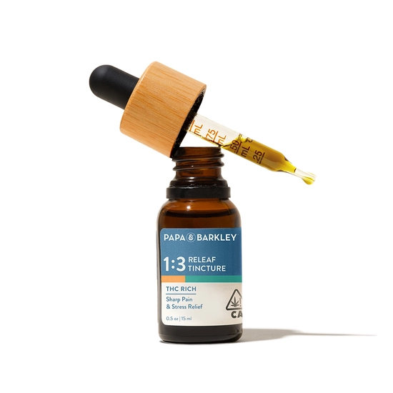 P_B_CA_1to3_15mlReleafTincture_Bottle_ProductImage_Directory_02 15mL - 1:3 THC Rich Releaf Tincture - Image 1
